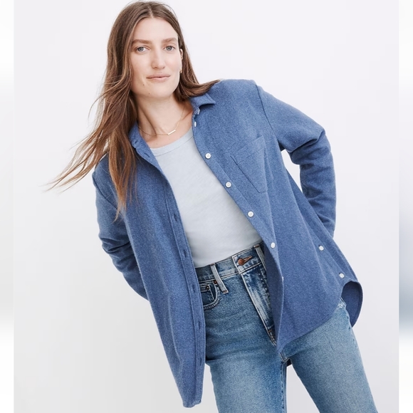 Madewell side button oversized ex boyfriend flannel - Picture 2 of 14